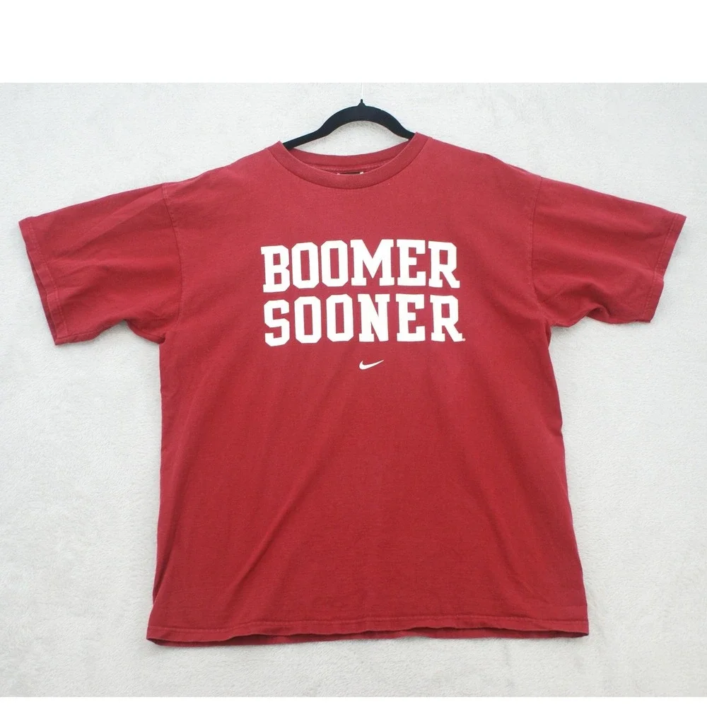 Vintage Y2K Nike Team Oklahoma Sooners T Shirt Mens L Boomer Sooner OU Crimson